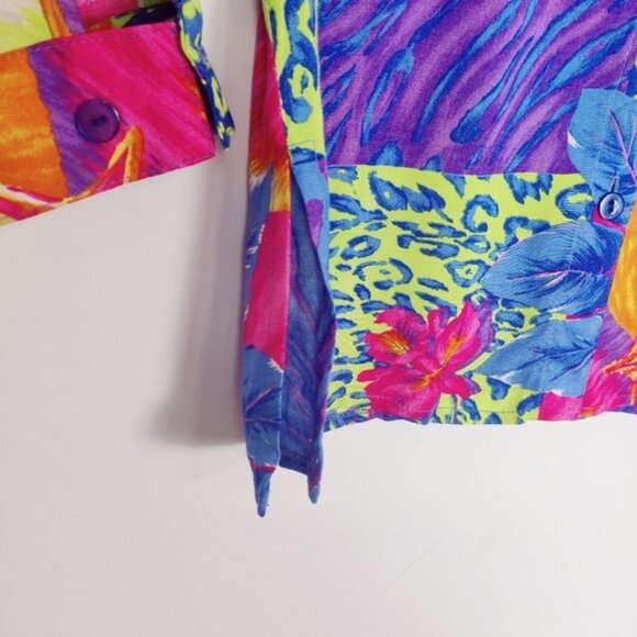 Sea Suns Women's Vibrant Tropical Print Button-Up Shirt - Made in USA Size Large - Picture 4 of 9